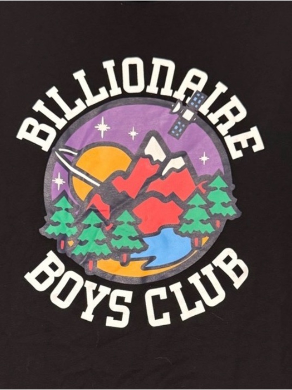 Billionaire Boys Club Black Tee with Colorful Mountain Logo